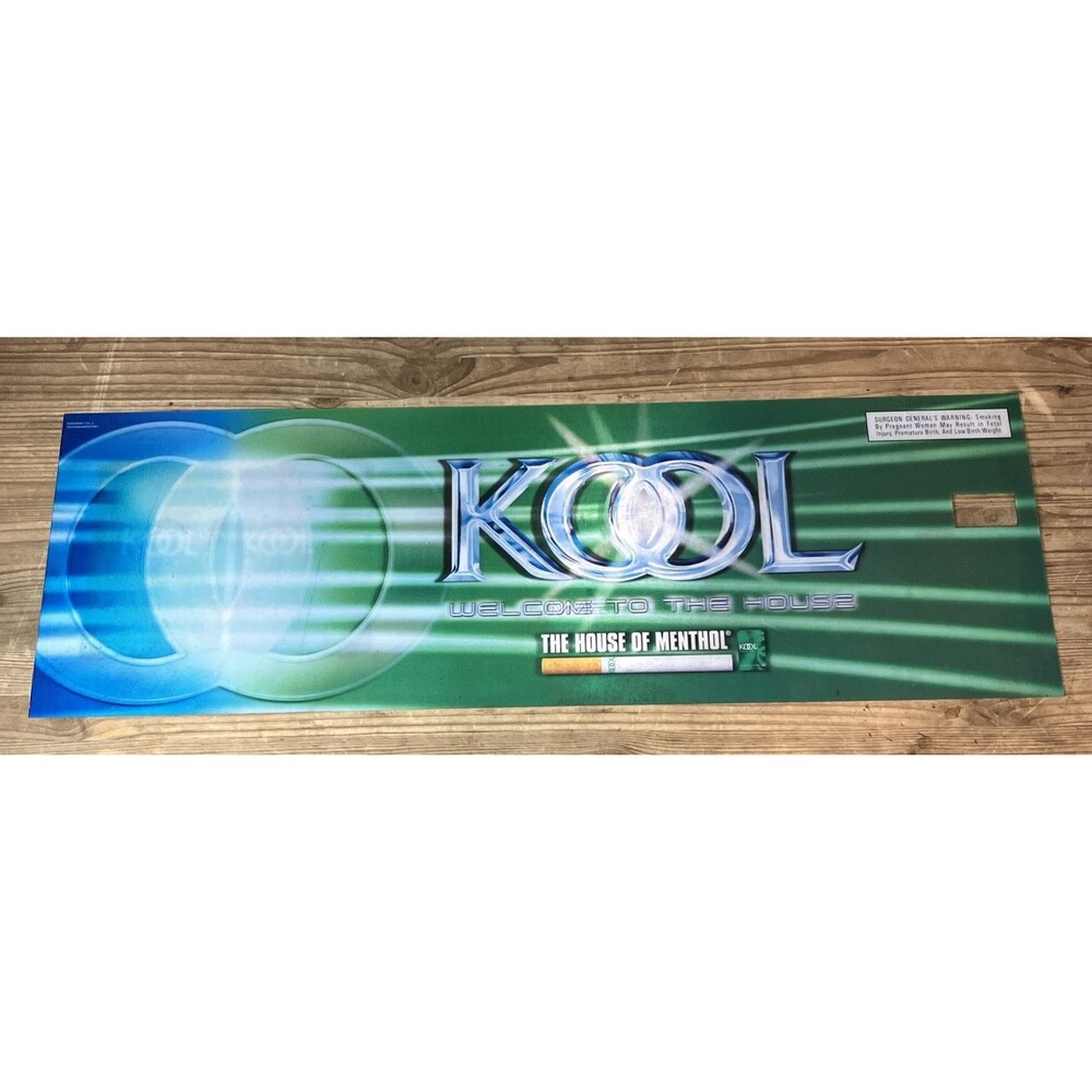 VINTAGE KOOL CIGARETTES ADVERTISING PROMO SIGN HOLOGRAM PLASTIC 2003 27.5” X 9”